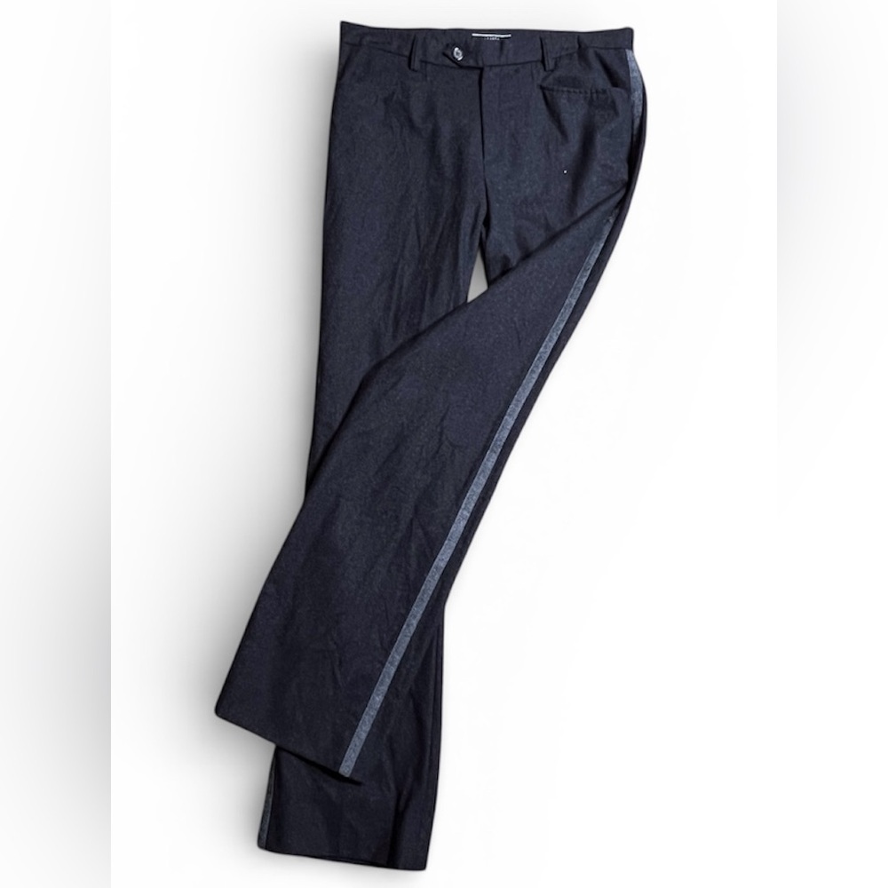 Joseph Gray Wool Pants with Side Stripe, Size Large